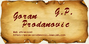 Goran Prodanović vizit kartica